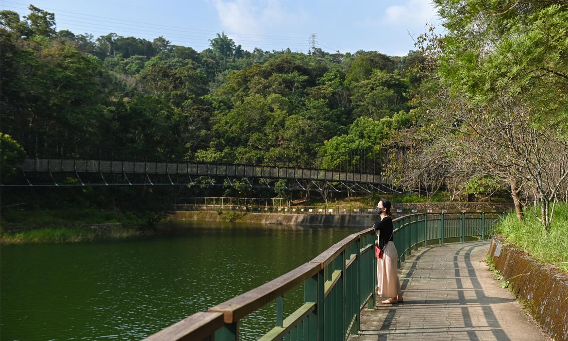 台灣最迷你的水庫在南投魚池，走訪頭社水庫環湖步道與吊橋，享受湖光山色伴花香